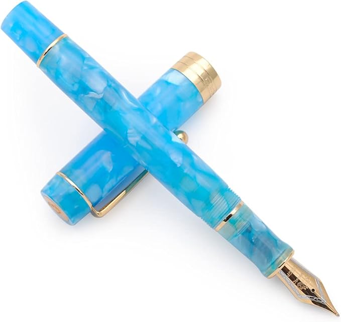 JINHAO 100 Fountain Pen with Ink Converter (Medium Nib 0.7mm, Sky Blue-C)