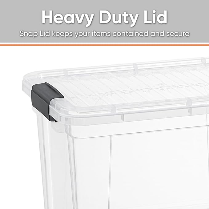 Superio Clear Storage Box with Lid, 2.5 Quart Plastic Container Bins for Organizing, Stackable Crates, BPA Free, Non Toxic, Odor Free, Organizers, 4 Pack