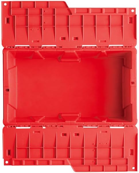 Plastic Storage Tote with Flip Lid, 19.7 x 11.8 x 7.3 inches, Red