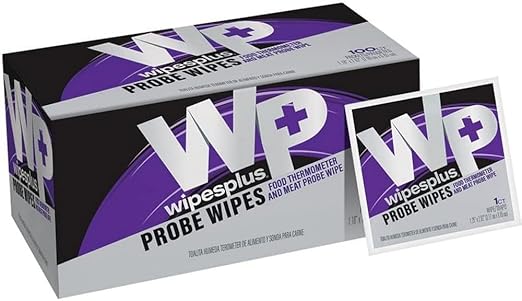 Probe Wipes Food Thermometer Wipes, Meat Probe Wipes with Individual Sachets for Home and Business, 1000 Count, (10 Packs of 100 Sachets)