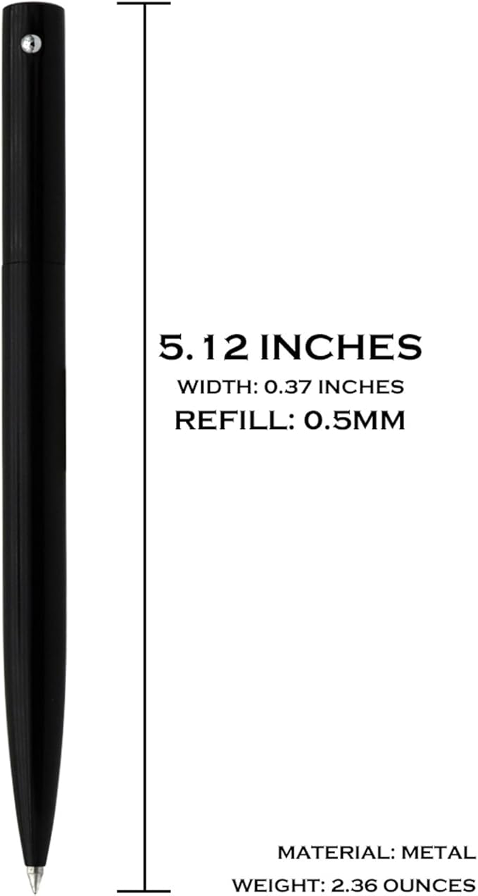 DUNBONG Retractable Metal Gel Pen, 0.5mm Medium Point Ballpoint Pens, Black Gel Ink (Black)