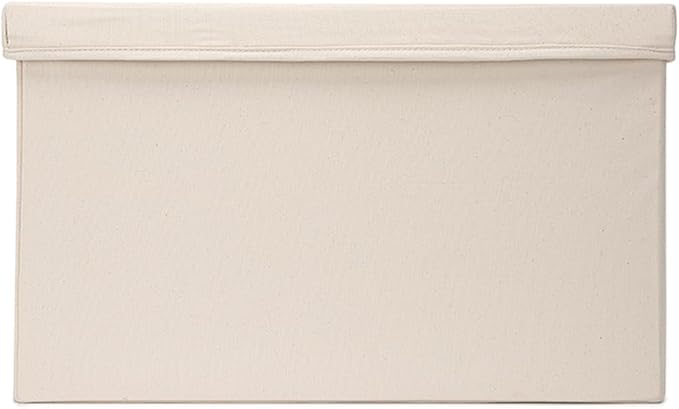 Foldable Storage Bins with Lids Cotton Canvas Rectangular Storage Box Ideal for Organization Lightweight and Durable (L)