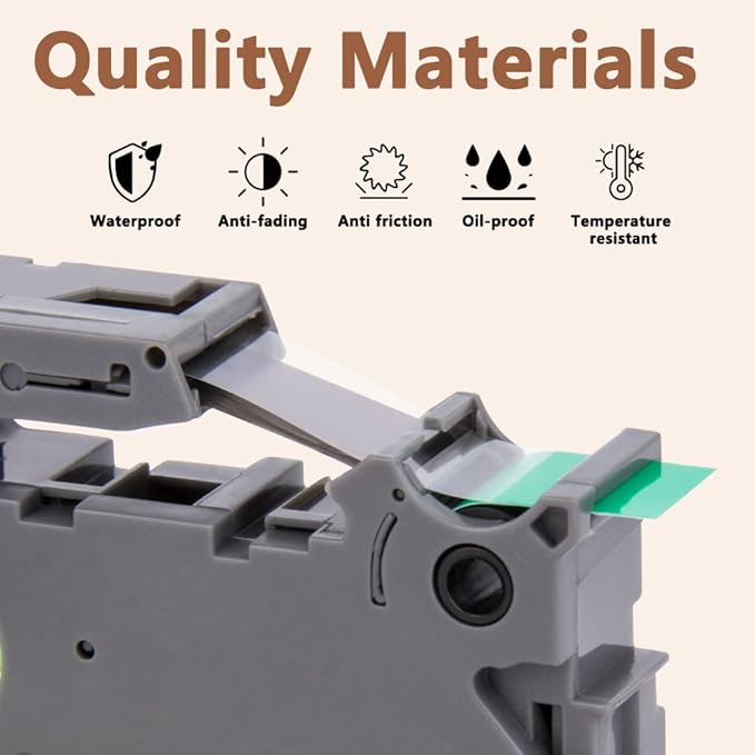 Hehua 18mm 0.7 Laminated Green Tape Compatible for Brother P-Touch TZe-741 TZe741 TZ741 TZ741 TZe TZ Label Tape for Ptouch PT D400 D600 D610 P710bt, 3/4'' x 26.2ft Black on Green, 3 Pack