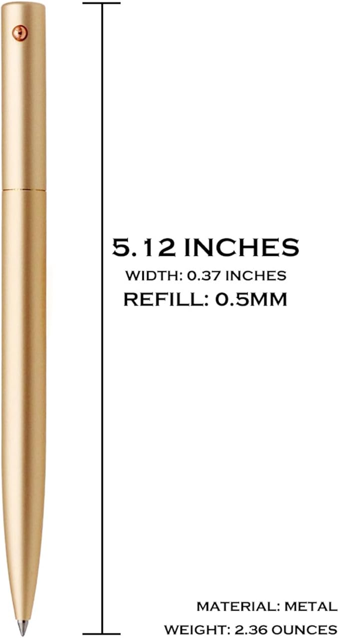 DUNBONG Retractable Metal Gel Pen, 0.5mm Medium Point Ballpoint Pens, Black Gel Ink (Golden)