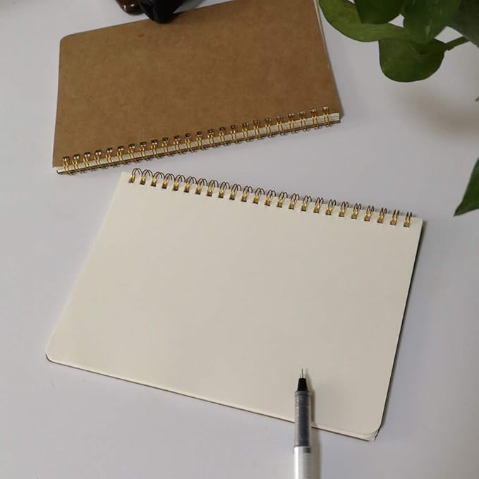 YUREE Spiral Notebook A5/Softcover Spiral Journal, Blank Pages, 50 Sheets (100 Pages), 8.45" x 5.8", Brown, 20 Pack