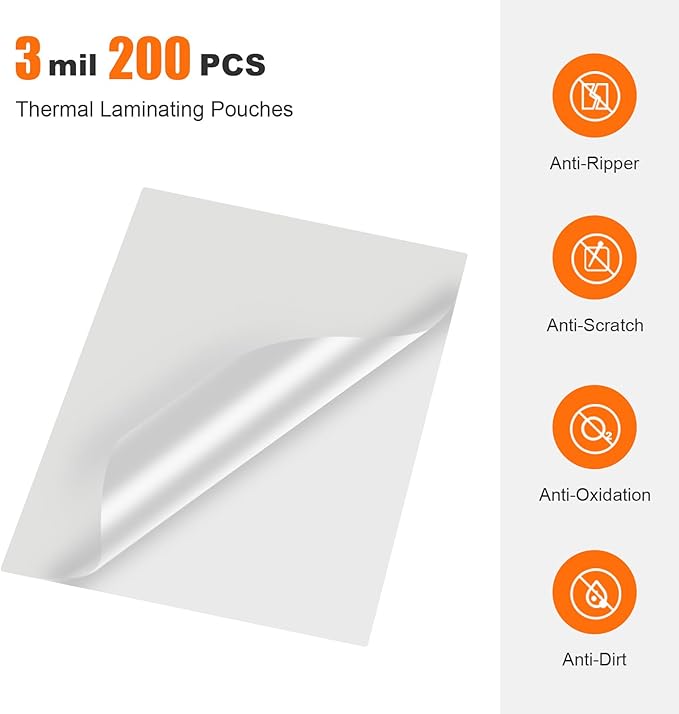 Bonsaii Laminating Sheets, 200 PCS 3mil Thermal Laminating Pouches, 9 x 11.5 inches, Letter Size, Clear and Durable, Suitable for Multiple Fields of Use-LP200