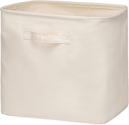 Decorative Basket Rectangular Fabric Storage Bin Organizer Basket with Handles for Clothes Storage (14.5 x 10.2 x 13.3, Beige)