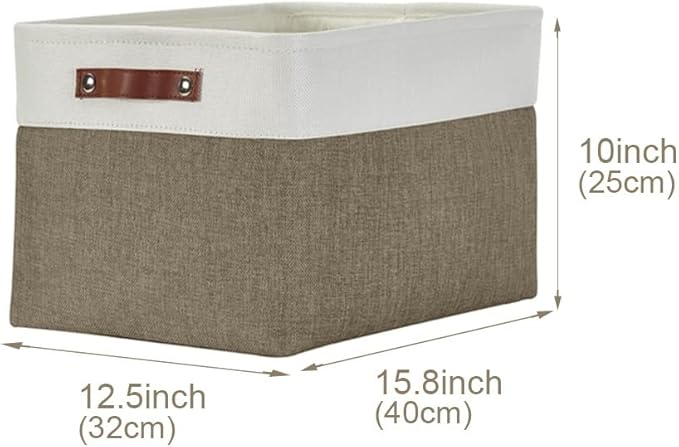 DECOMOMO Storage Baskets for Shelves - Fabric Storage Bins, Linen Closet Organizers and Storage (Brown & White, XL - 3 Pack)