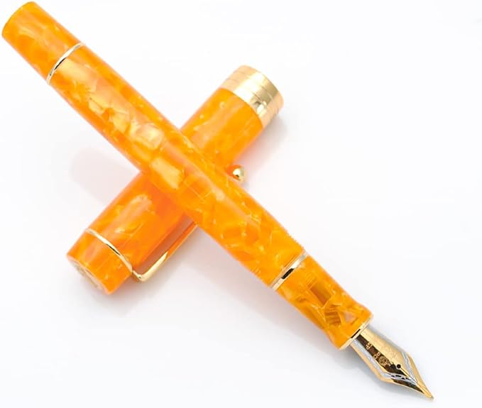 JINHAO 100 Fountain Pen with Ink Converter (Medium Nib 0.7mm, Gold Stone)