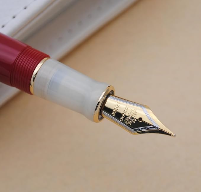JINHAO 100 Fountain Pen with Ink Converter (Medium Nib 0.7mm, Palace Museum Red)