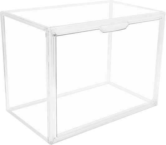 Clear Stackable Plastic Storage Bins with Magnetic Lid, Dustproof Book & Cosmetic Display Cases, Large Figures Collectibles Showcase, Shoe Box, Protection Organizer (Clear-L-1 Pack)