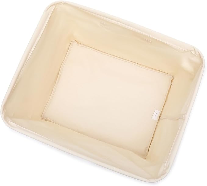 Foldable Storage Bins with Lids Cotton Canvas Rectangular Storage Box Ideal for Organization Lightweight and Durable (14.96 x 12.01 x 12.2)