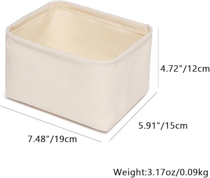 Foldable Storage Bins with Lids Cotton Canvas Rectangular Storage Box Ideal for Organization Lightweight and Durable (7.48 x 5.91 x 4.72)