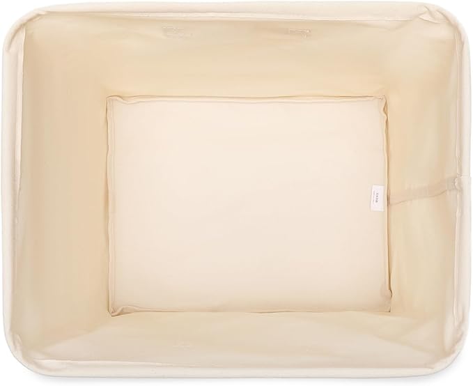 Foldable Storage Bins with Lids Cotton Canvas Rectangular Storage Box Ideal for Organization Lightweight and Durable (14.96 x 12.01 x 12.2)