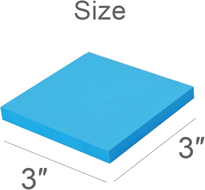 Sticky Notes 3x3 Inches,Bright Colors Self-Stick Pads, Easy to Stick for Home, Office, Notebook, 24 Pads/Pack
