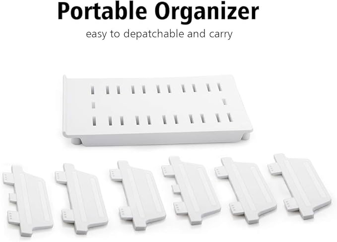 Adjustable Universal Cell Phone Dock Stand Holder, Tablet Organizer Multi Device Desktop Stand for iPhone Samsung Galaxy Google Nexus Kindle - No Charging Port (White)