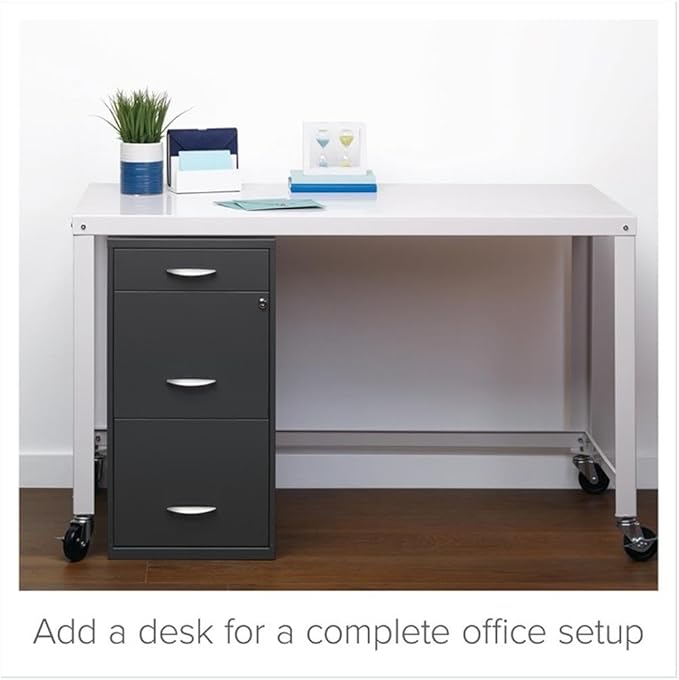 Scranton & Co 3-Drawer Contemporary Metal Filing Cabinet in Charcoal