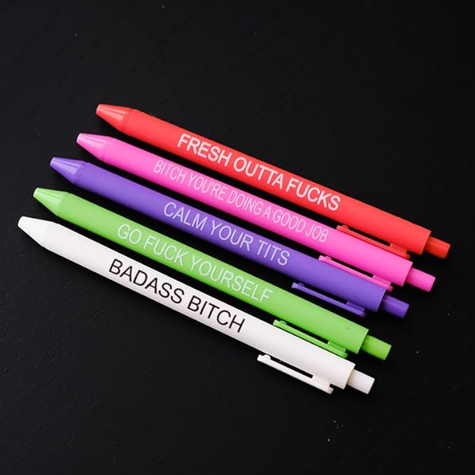 22Pcs Funny Pens Set for Adults, Swear Word Daily Ballpoint Novelty Pens, Set Days of The Week Dirty Cuss Word Pens for Each Day Funny Office Gifts for Coworkers