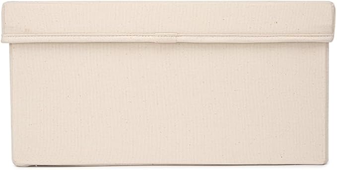 Foldable Storage Bins with Lids Cotton Canvas Rectangular Storage Box Ideal for Organization Lightweight and Durable (S)