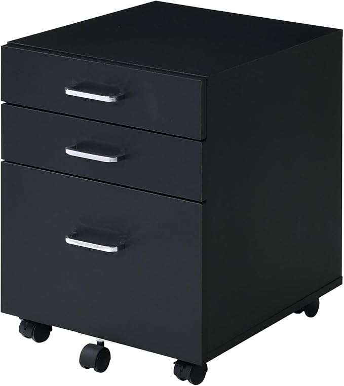 File Cabinet,3 Drawers Filing Cabinet for Home Office,Storage Drawers,with Wheels,Rolling Mobile,Printer Stand,Office,WorkHanging File Folders,19" L x 16" W x 22" H,Black