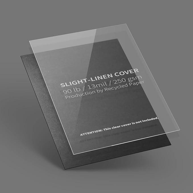 Binditek 100 Pack 13 Mil Slight Linen-Texture Paper Binding Presentation Covers, 90lb, for Business Documents, School Projects, 8-1/2 x 11", Un-Punched, Black