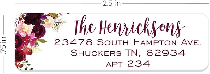 Fall Floral Rolled Address Labels / 500 Personalized Return Address Labels/Designer Address Stickers in Elegant Plastic Dispenser