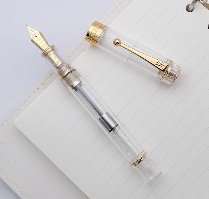 JINHAO 100 Fountain Pen with Ink Converter (Medium Nib 0.7mm, Transparent)