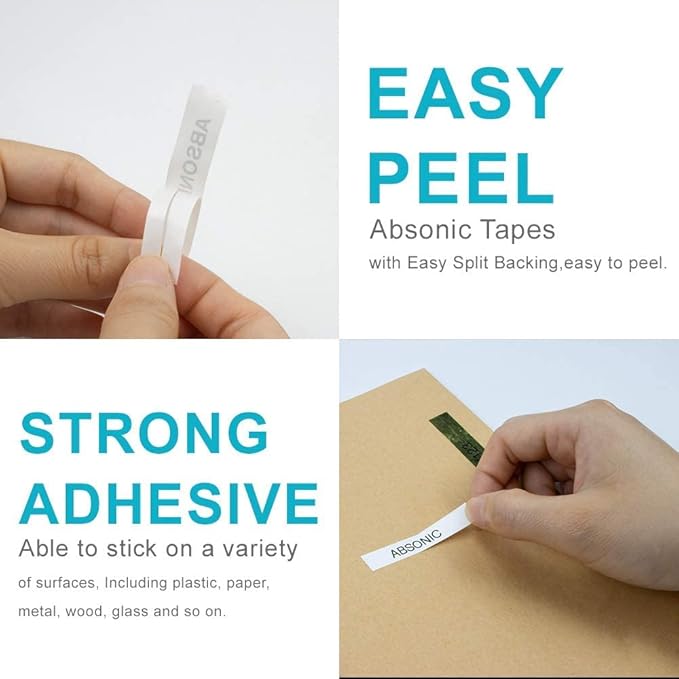 Absonic XR-9WE2S 9mm Label Tape Replace for Casio Xr-9we Label Maker Tape Use with Casio Label Printers KL-120 KL-60 KL-100 KL750B KL750 KL7200,6-Pack