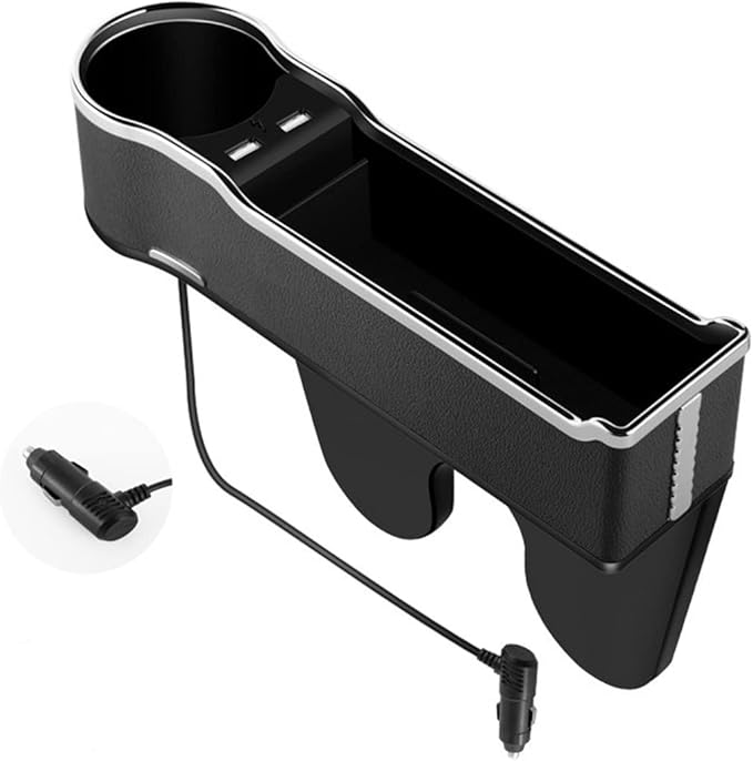 DEEYOTA a Gap Filler Organizer with Cup Holder, Car Seat Organizer Auto Console Side Storage Box Organizer for Car Front Seat (Black)