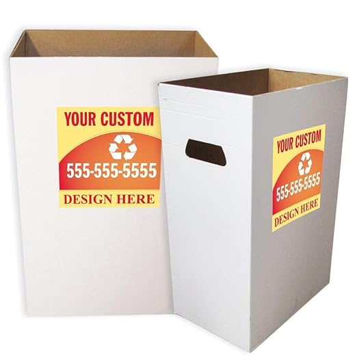 VictoryStore 22.3 gallons Cardboard Trash Bin, Reusable, Recyclable and Disposable Trash Cans, Sturdy Cardboard Medium Size (Custom Logo, 50-Pack)