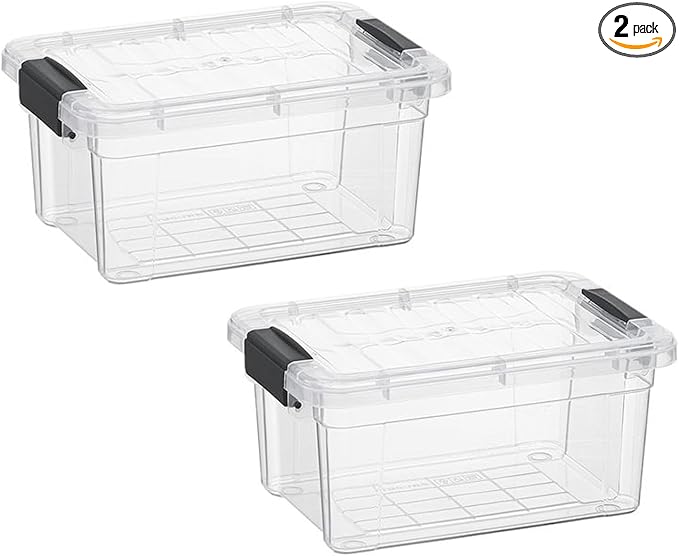 Superio Storage Bins with Lids- 2 Pack, 1.85 Qt Clear Boxes for Organizing, Stackable Plastic Containers- BPA Free, Non-Toxic, Odor Free, Organizer for Home, Office, Dorm