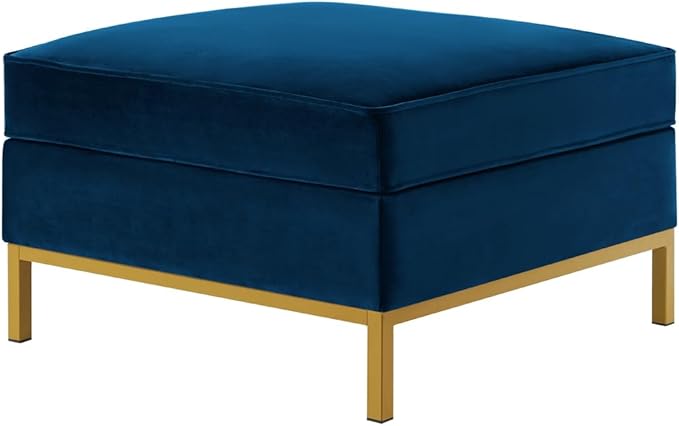 24KF Large Square Couch Ottoman, Velvet Ottoman with Padded Cushion, Large Foot Rest for Living Room - Navy