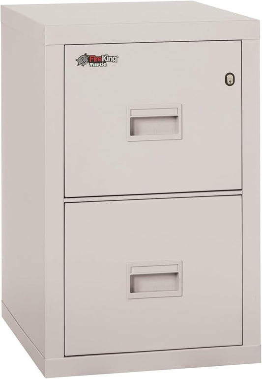 FireKing Turtle Vertical 2 Drawer Legal and Letter Fire Safe File Cabinet with Key Lock, 1 Hour Fire Rated, UL Rated & Water Resistant Home Safe, Filing Cabinet, Made in The USA, Platinum