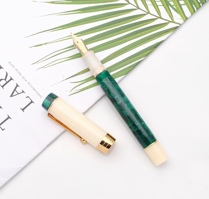 JINHAO 100 Fountain Pen with Ink Converter (Medium Nib 0.7mm, Deep Sea Green-A)