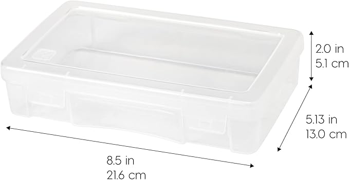 IRIS USA Pencil Case Boxes, 6-Pack, |Made in USA|, Plastic Bead Organizing Containers with Snap Lid for Arts, Crafts, Ephemera, Stickers, & Dance Cheer, Clear - Medium