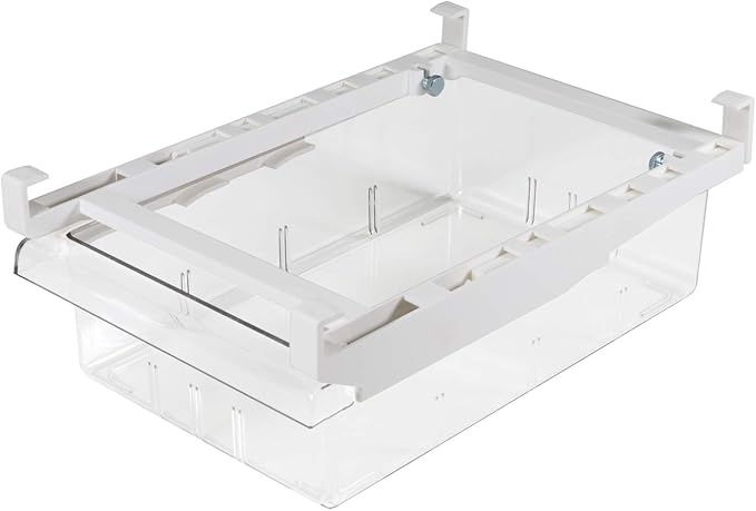 YekouMax Fridge Drawer Organizer, Refrigerator Organizer Bins, Pull Out with Handle, Shelf Holder Storage Box, Clear Container for Food, Drinks, Fit for Fridge Shelf Under 0.6" (1 Pack Medium)