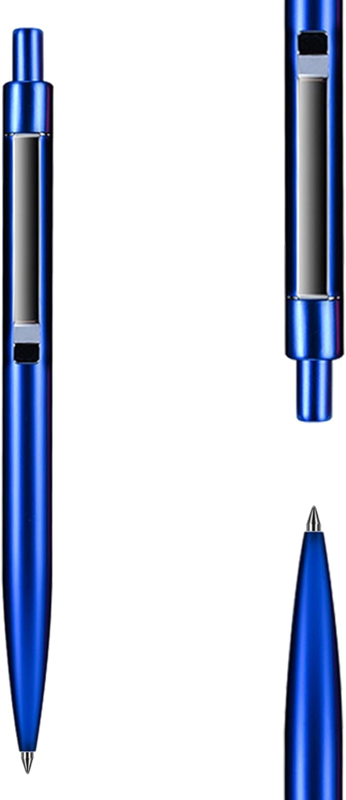 DUNBONG Blue Metal Gel Pen, Gel Ink Ballpoint Pen, Black Ink, 0.5mm Retractable Ink Pen (Blue)