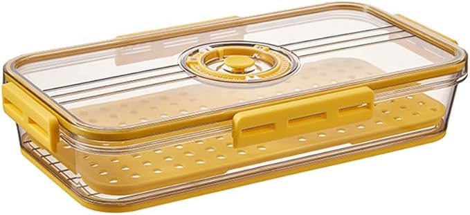 CottonColors Fridge Organizer, Food Storage Containers With Lids for Timer & Drain Board Stackable Refrigerator Organizers and Storage（Short, Small, 1.5 L）