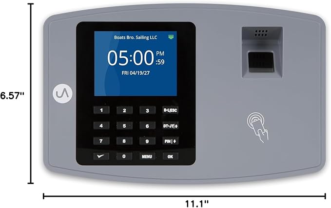 uAttend BN6000 Biometric Time Clock System for Small Business with Cloud-Based Employee Timecards