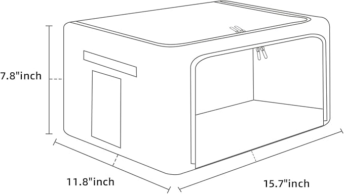 FHSQX 2 Pack Clear Window Storage Bins Foldable Fabric Storage Bins Boxes for Clothes Stackable Box Organizer Set with Carrying Handles (Beige, 22L,15.7x 11.8x 7.8 Inch)