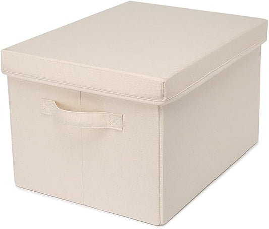 Foldable Storage Bins with Lids Cotton Canvas Rectangular Storage Box Ideal for Organization Lightweight and Durable (XL)