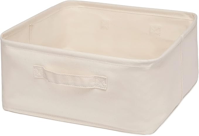 Decorative Basket Rectangular Fabric Storage Bin Organizer Basket with Handles for Clothes Storage (13.7 x 13.7 x 6.2, Beige)