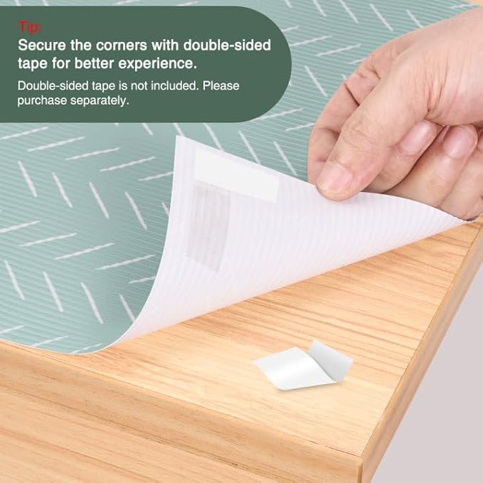 Glotoch Premium Non Slip Shelf Liner, Non Adhesive Drawer Liner, Waterproof Shelf Liners for Kitchen Cabinets, Drawer, Fridge, Wire Shelving, Pantry-17.5" X 360", Heavy Duty, Green Herringbone