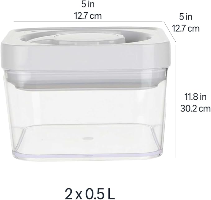 Amazon Basics Airtight Food Storage Containers, BPA Free, with Twist/Turn Lids, for Kitchen Pantry Organization, 10-Piece Square Set, Clear Plastic