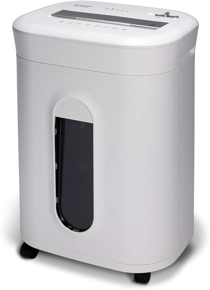 Aurora AU1060MA Professional Grade 10-Sheet High Security Micro-Cut Paper and Credit Card Shredder/ 60 Minutes/Security Level P-5, White, AU1060MA 10-Sheet High Security Microcut