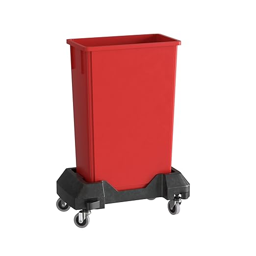 23 Gallon Red Slim Jim Trash Can with Dolly