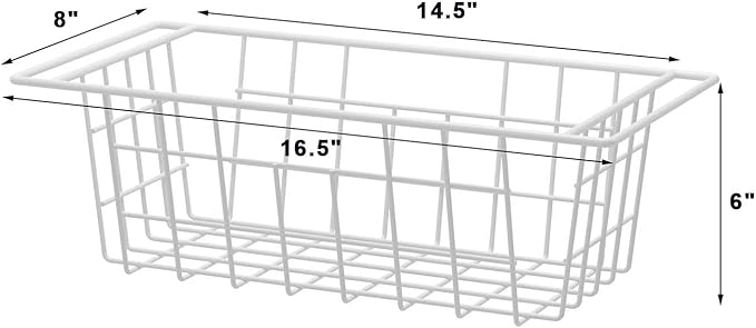 Chest Freezer Bins, Deep Chest Freezer Organizer Basket, Storage Rack Bins Wire Metal Baskets with Hanging Handles 16.5" 2Packs