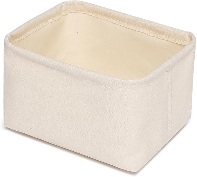 Foldable Storage Bins with Lids Cotton Canvas Rectangular Storage Box Ideal for Organization Lightweight and Durable (7.48 x 5.91 x 4.72)