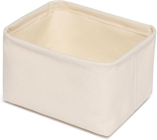 Foldable Storage Bins with Lids Cotton Canvas Rectangular Storage Box Ideal for Organization Lightweight and Durable (7.48 x 5.91 x 4.72)