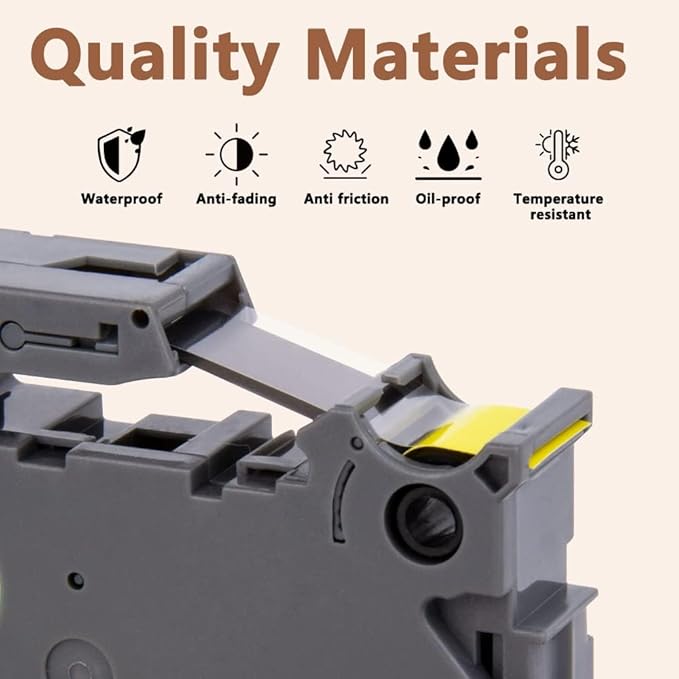 Hehua Tape Tze Tz 12mm 0.47 Black on Yellow Laminated Compatible for Brother TZe-631, TZe631 TZ-631 Label Maker Tape Compatible for Brother Ptouch Tape 12mm 0.47 Yellow for PT-D200, 3 Pack